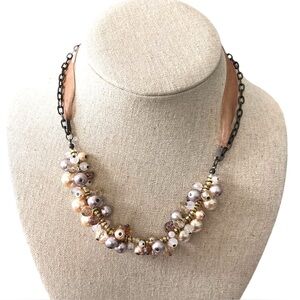 Vintage  Womens Necklace Cookie Lee Brown Beige Beaded Jewelry Victorian